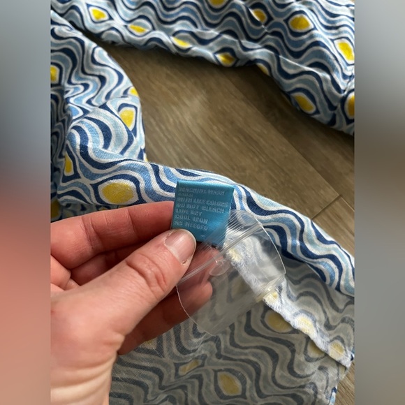 NWOT J. McLaughlin Fallon Tunic Blouse Blue Costa Key Print 100% Linen - Size XS - Picture 7 of 8